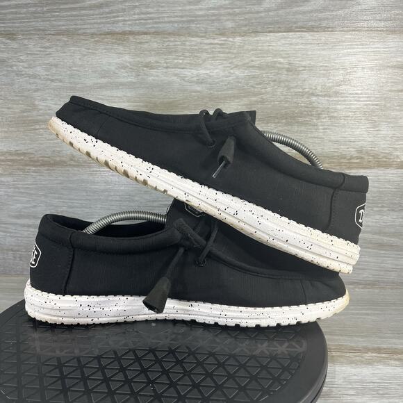 Hey Dude Men's Wally Slub Black Canvas Sneakers Size 12 - Picture 7 of 8